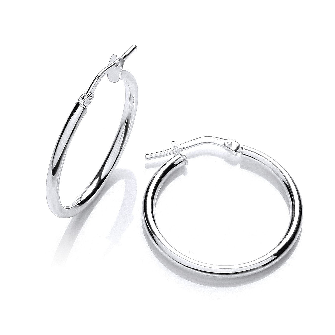 Silver Round Tube 20mm Hoop Earrings - Fine Ring - Certified Authentic - Swiss Made – Luxury Jewellery by Imperial Tim